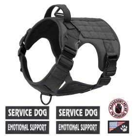 Tactical Pet Chest Service Dog Harness Vest Adjustable Reflective Dog Harness Metal Buckle Hiking Training (Option: Black-M)