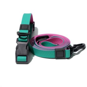 Honeycomb Embossed Dual-Color Pet Leash Set Is Stylish And Fashionable. The Embossed Surface Enhances The Leash's Grip, Preventing Slippage When (Option: Greenpurpler-25mm)